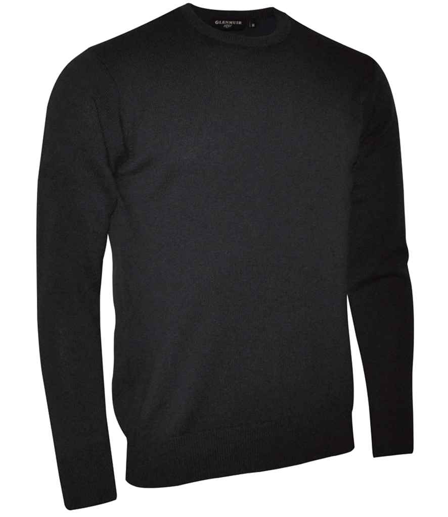 Glenmuir Crew Neck Lambswool Sweater in Black by Glenmuir — Custom branded clothing by Print Press, featuring premium embroidery produced in our specialist print lab in the UK.