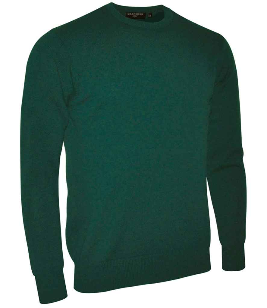 Glenmuir Crew Neck Lambswool Sweater in Bottle Green by Glenmuir — Custom branded clothing by Print Press, featuring premium embroidery produced in our specialist print lab in the UK.