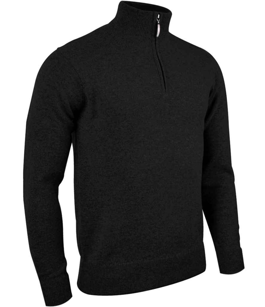 Glenmuir Zip Neck Lambswool Sweater in Black by Glenmuir — Custom branded clothing by Print Press, featuring premium embroidery produced in our specialist print lab in the UK.