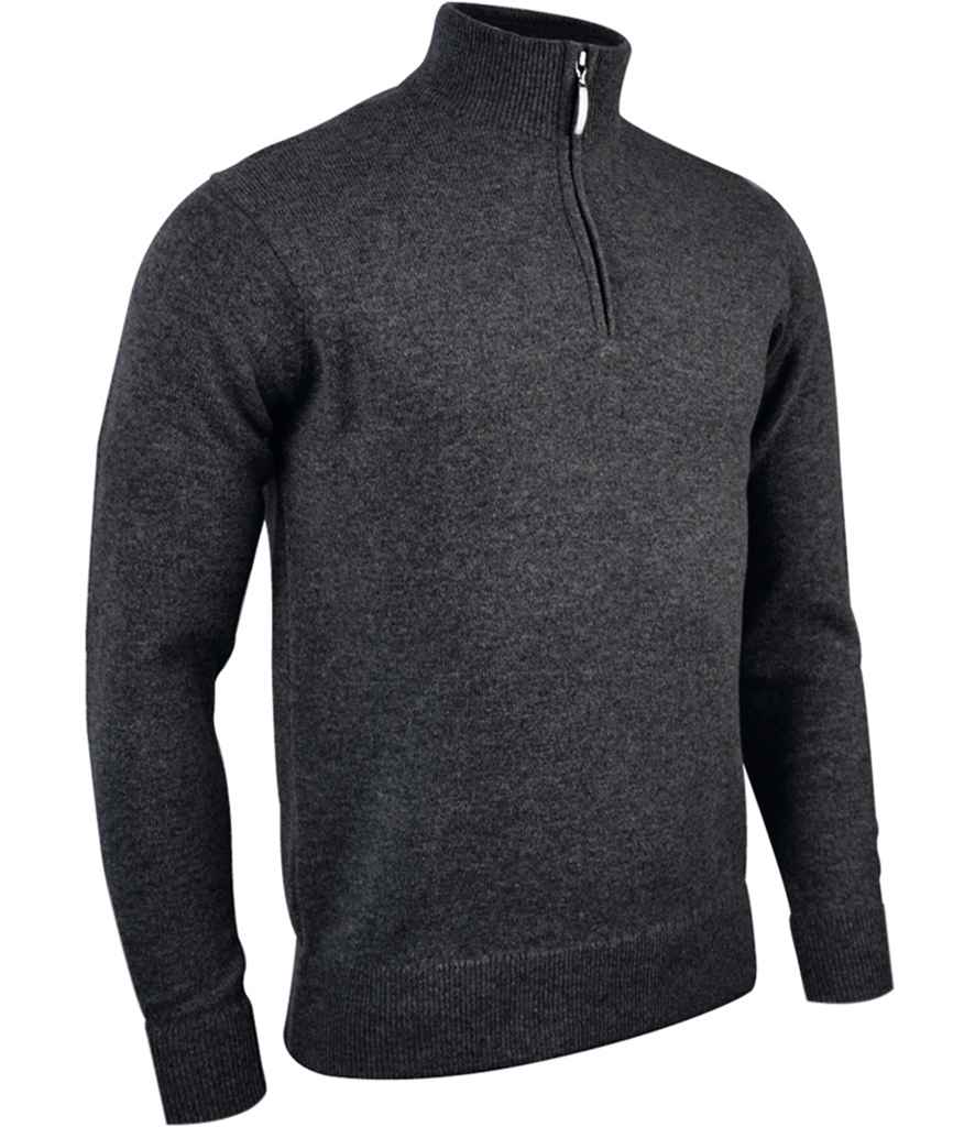 Glenmuir Zip Neck Lambswool Sweater in Charcoal by Glenmuir — Custom branded clothing by Print Press, featuring premium embroidery produced in our specialist print lab in the UK.