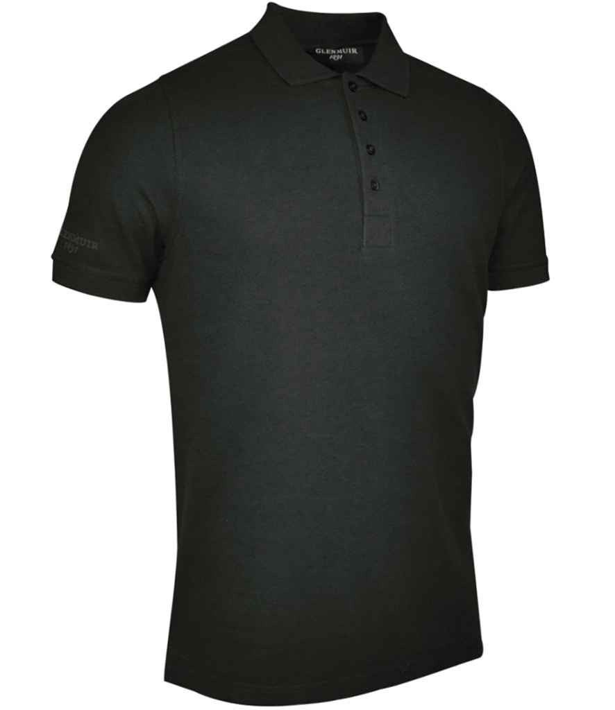 Glenmuir Classic Fit Pique Polo Shirt in Black by Glenmuir — Custom branded clothing by Print Press, featuring premium embroidery produced in our specialist print lab in the UK.