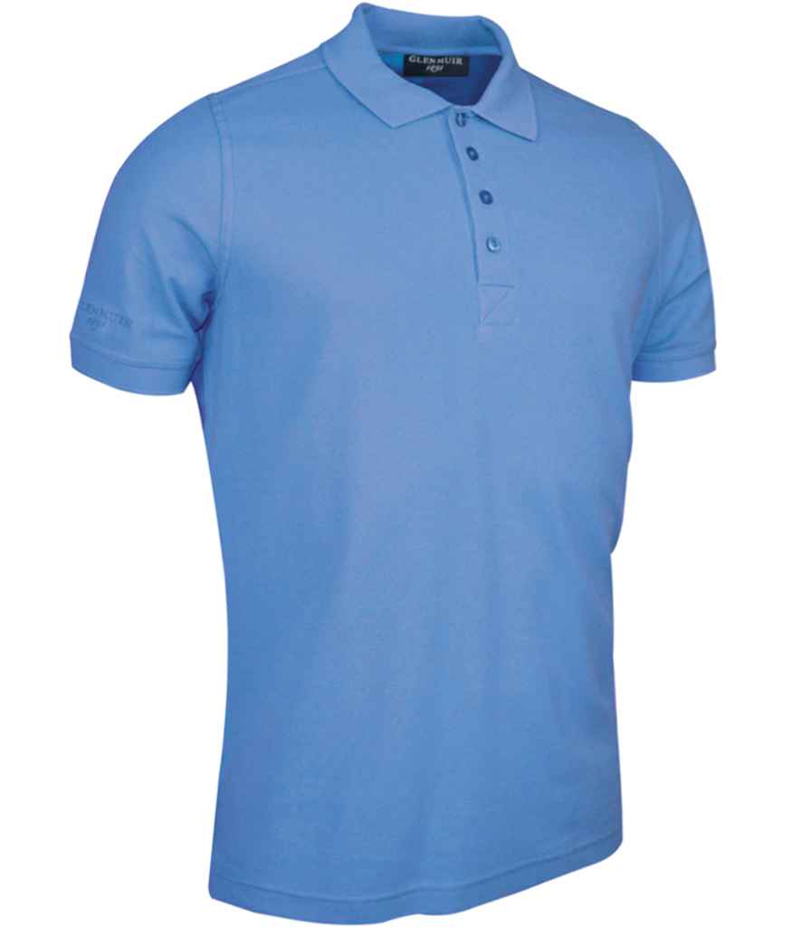 Glenmuir Classic Fit Pique Polo Shirt in Light Blue by Glenmuir — Custom branded clothing by Print Press, featuring premium embroidery produced in our specialist print lab in the UK.