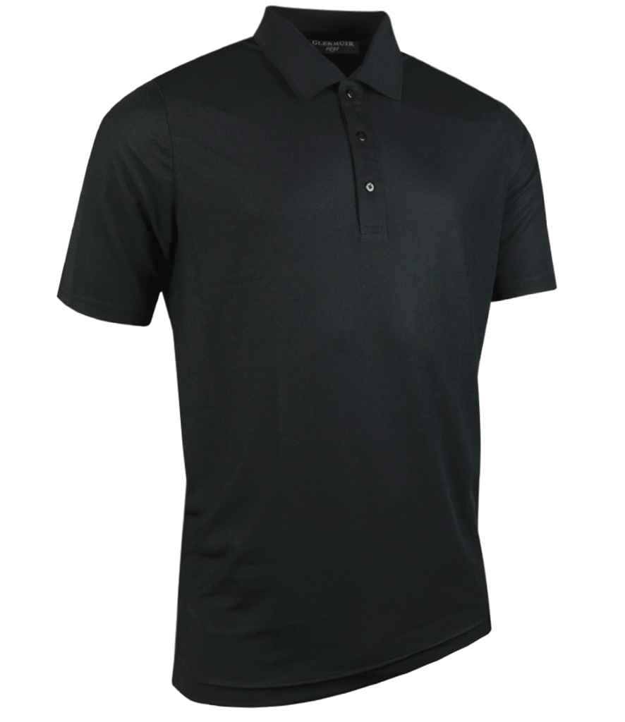 Glenmuir Performance Pique Polo Shirt in Black by Glenmuir — Custom branded clothing by Print Press, featuring premium embroidery produced in our specialist print lab in the UK.