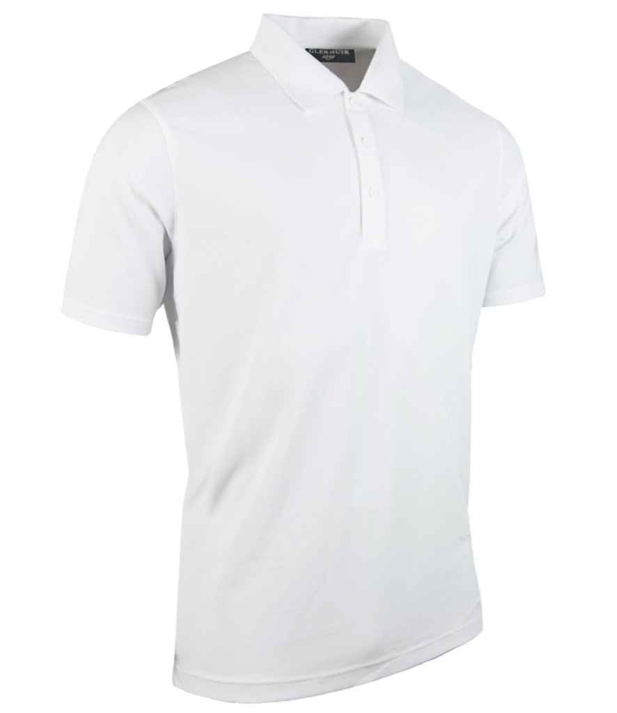 Glenmuir Performance Pique Polo Shirt in White by Glenmuir — Custom branded clothing by Print Press, featuring premium embroidery produced in our specialist print lab in the UK.