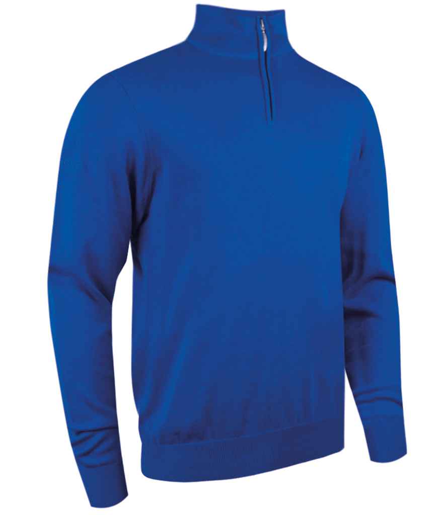 Glenmuir Zip Neck Cotton Sweater in Ascot Blue by Glenmuir — Custom branded clothing by Print Press, featuring premium embroidery produced in our specialist print lab in the UK.
