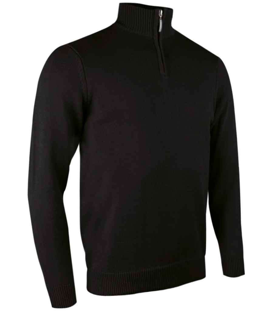 Glenmuir Zip Neck Cotton Sweater in Black by Glenmuir — Custom branded clothing by Print Press, featuring premium embroidery produced in our specialist print lab in the UK.