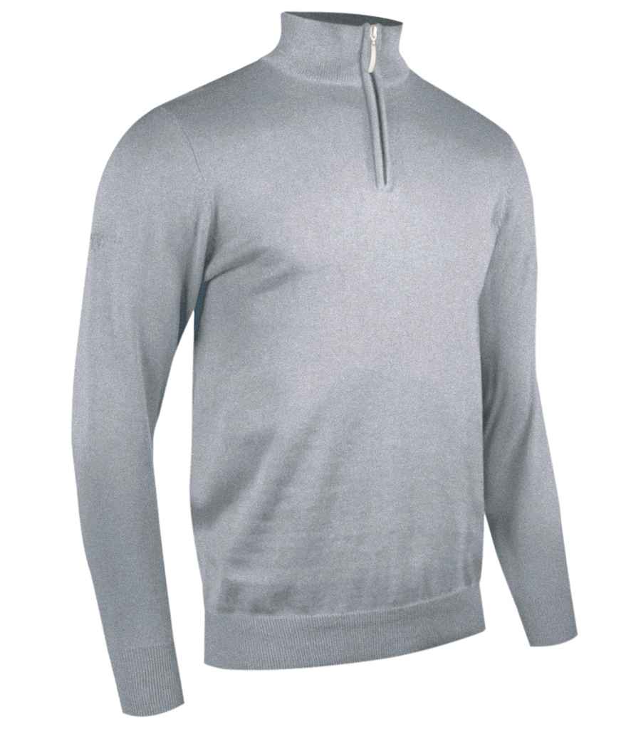 Glenmuir Zip Neck Cotton Sweater in Light Grey Marl by Glenmuir — Custom branded clothing by Print Press, featuring premium embroidery produced in our specialist print lab in the UK.