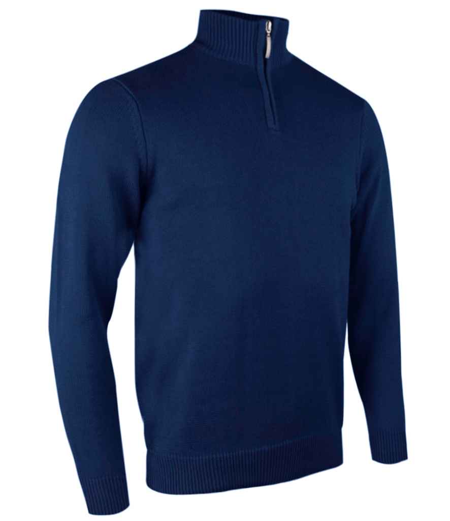 Glenmuir Zip Neck Cotton Sweater in Navy by Glenmuir — Custom branded clothing by Print Press, featuring premium embroidery produced in our specialist print lab in the UK.