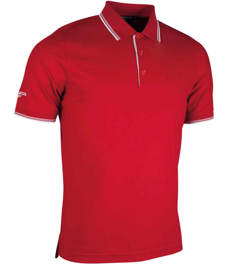 Glenmuir Tipped Pique Polo Shirt in White by Glenmuir — Custom branded clothing by Print Press, featuring premium embroidery produced in our specialist print lab in the UK.