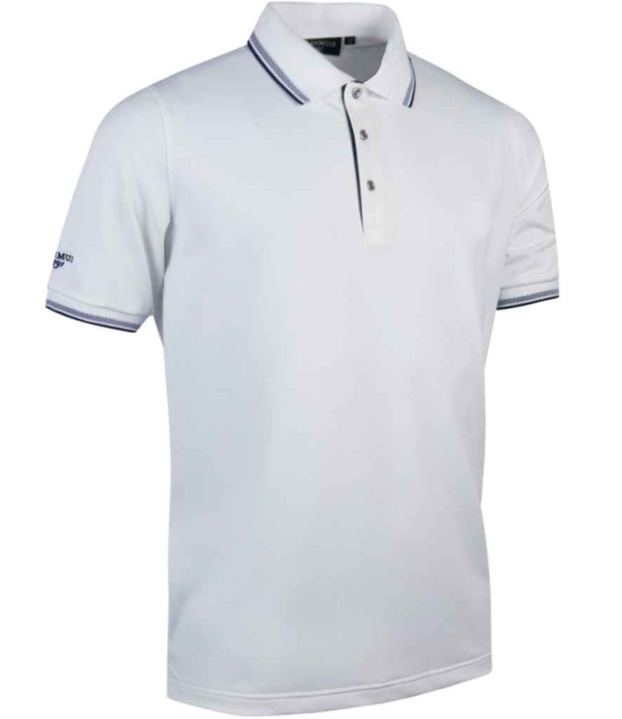 Glenmuir Tipped Pique Polo Shirt in White Navy by Glenmuir — Custom branded clothing by Print Press, featuring premium embroidery produced in our specialist print lab in the UK.