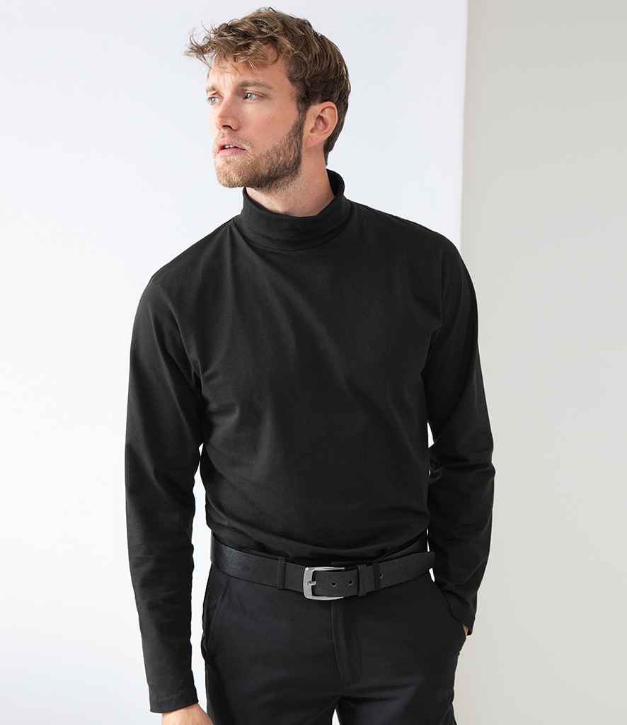 Henbury Long Sleeve Roll Neck Top in Black by Henbury — Custom branded clothing by Print Press, featuring premium embroidery produced in our specialist print lab in the UK.