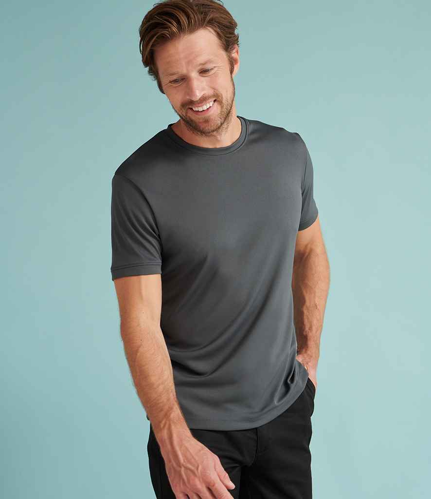 Henbury HiCool Performance T-Shirt in Charcoal by Henbury — Custom branded clothing by Print Press, featuring premium embroidery produced in our specialist print lab in the UK.
