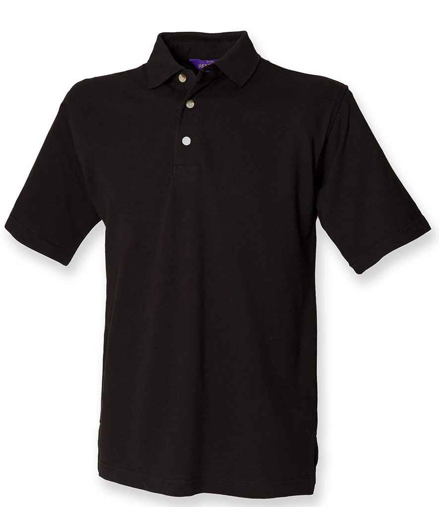 Henbury Classic Heavy Cotton Pique Polo Shirt in Black by Henbury — Custom branded clothing by Print Press, featuring premium embroidery produced in our specialist print lab in the UK.