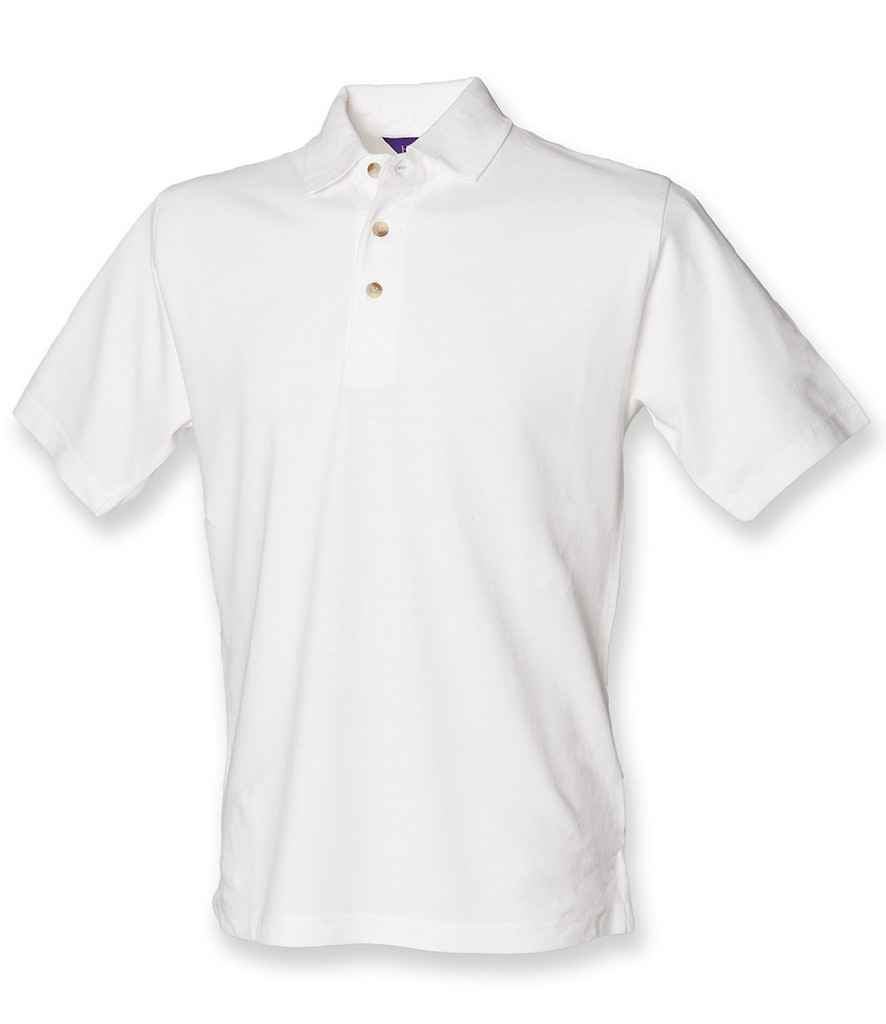 Henbury Classic Heavy Cotton Pique Polo Shirt in White by Henbury — Custom branded clothing by Print Press, featuring premium embroidery produced in our specialist print lab in the UK.