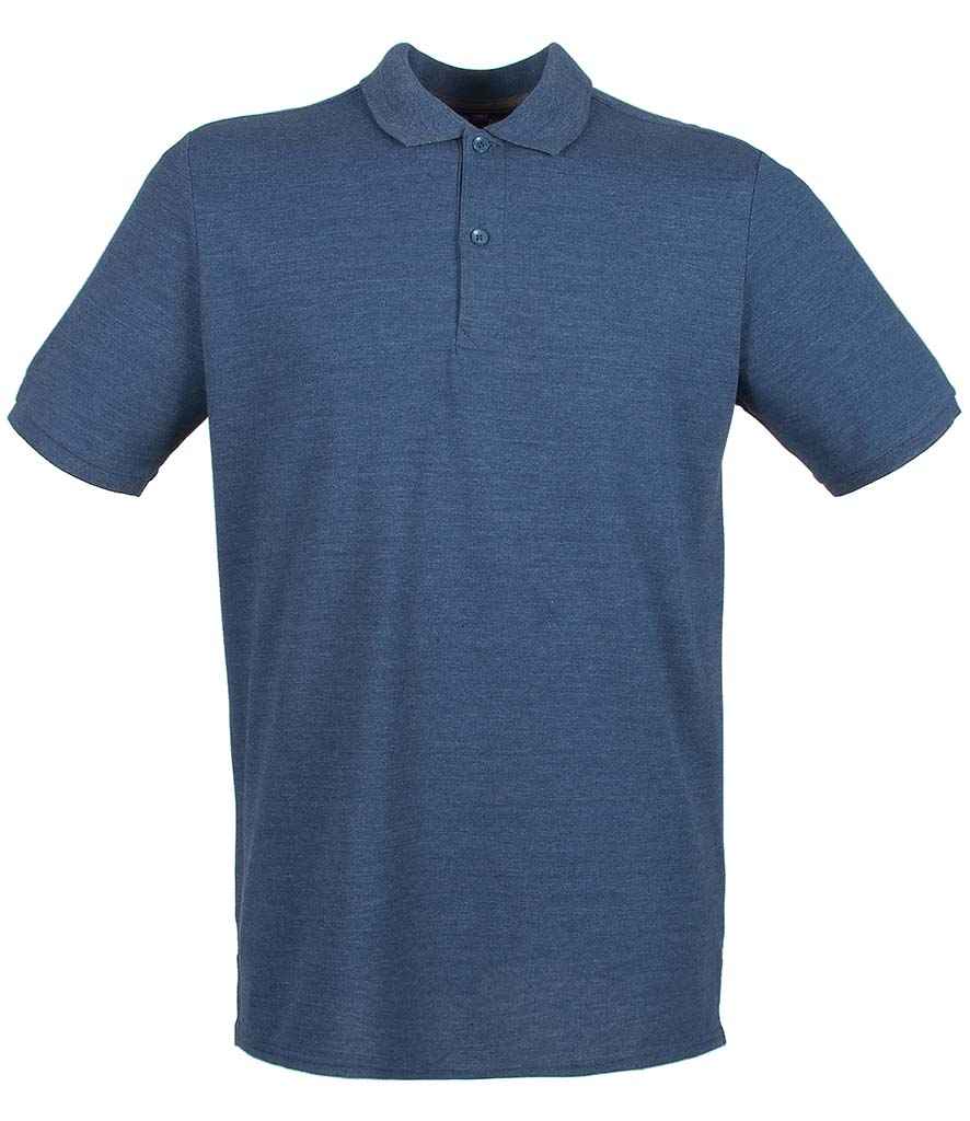 Henbury Modern Fit Cotton Pique Polo Shirt - (2nd Colours) in Heather Navy by Henbury — Custom branded clothing by Print Press, featuring premium embroidery produced in our specialist print lab in the UK.