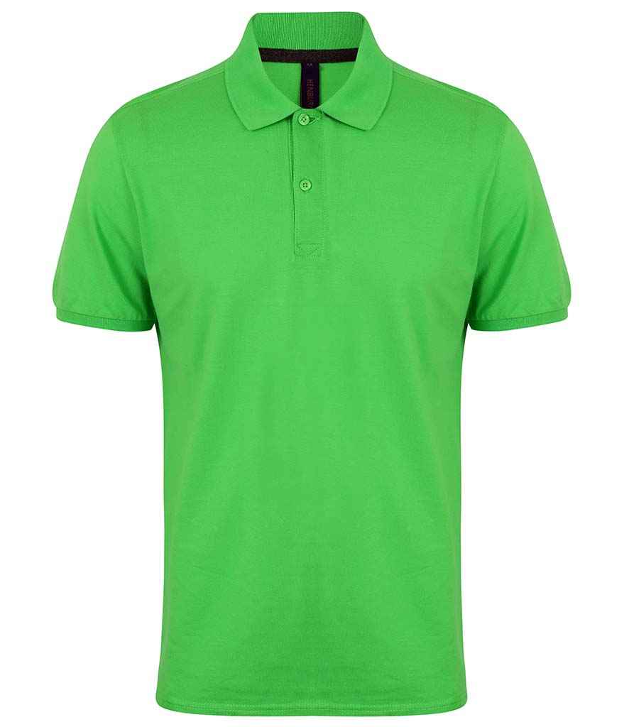 Henbury Modern Fit Cotton Pique Polo Shirt in Lime Green by Henbury — Custom branded clothing by Print Press, featuring premium embroidery produced in our specialist print lab in the UK.