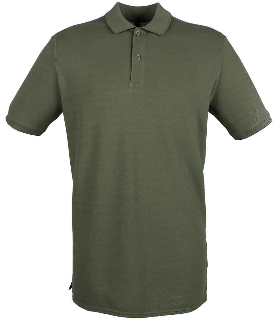 Henbury Modern Fit Cotton Pique Polo Shirt in Olive Green by Henbury — Custom branded clothing by Print Press, featuring premium embroidery produced in our specialist print lab in the UK.