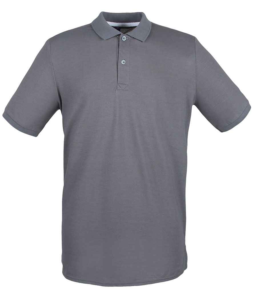 Henbury Modern Fit Cotton Pique Polo Shirt in Steel Grey by Henbury — Custom branded clothing by Print Press, featuring premium embroidery produced in our specialist print lab in the UK.