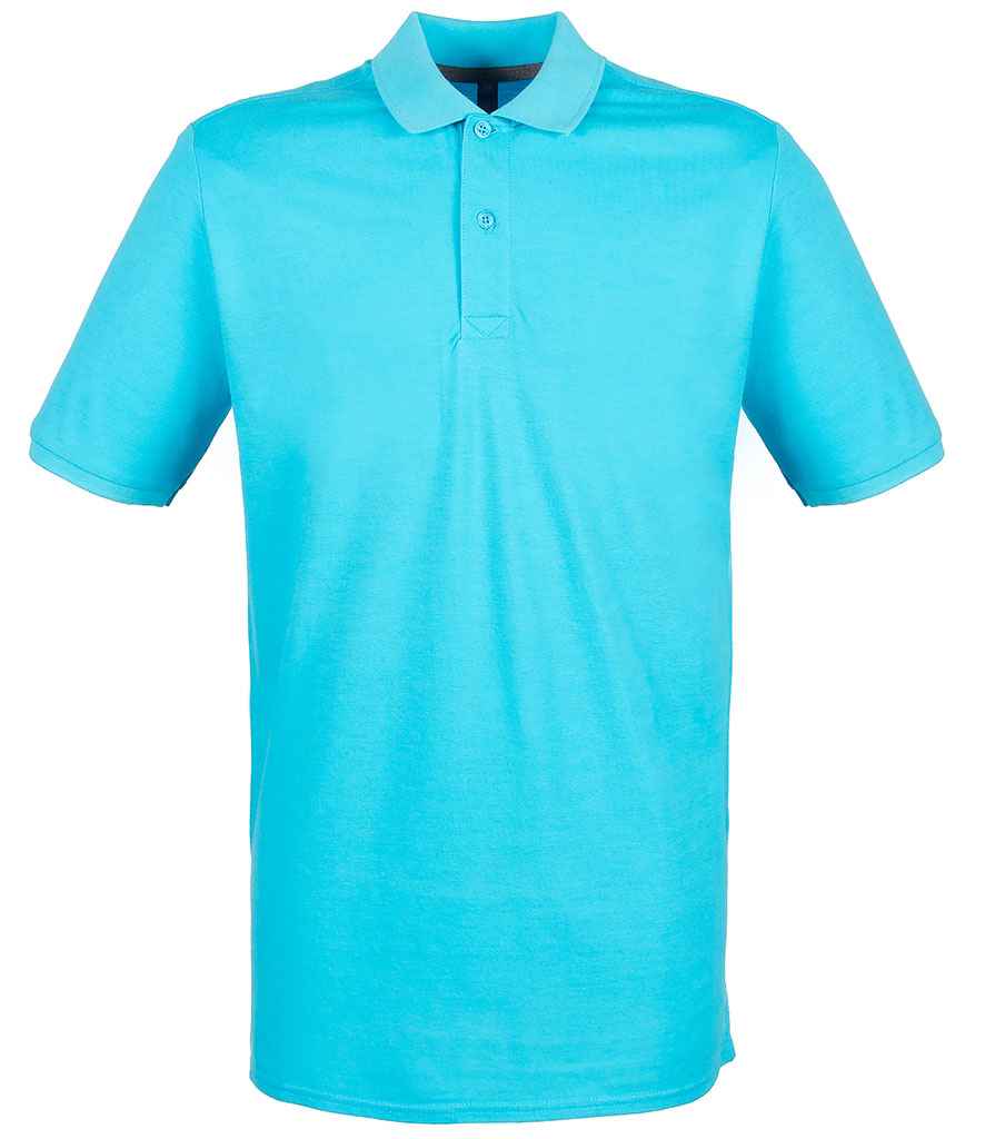 Henbury Modern Fit Cotton Pique Polo Shirt in Turquoise Blue by Henbury — Custom branded clothing by Print Press, featuring premium embroidery produced in our specialist print lab in the UK.