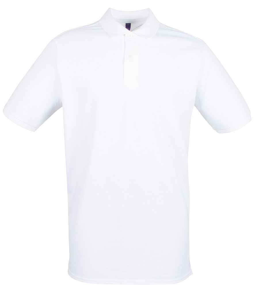 Henbury Modern Fit Cotton Pique Polo Shirt in White by Henbury — Custom branded clothing by Print Press, featuring premium embroidery produced in our specialist print lab in the UK.