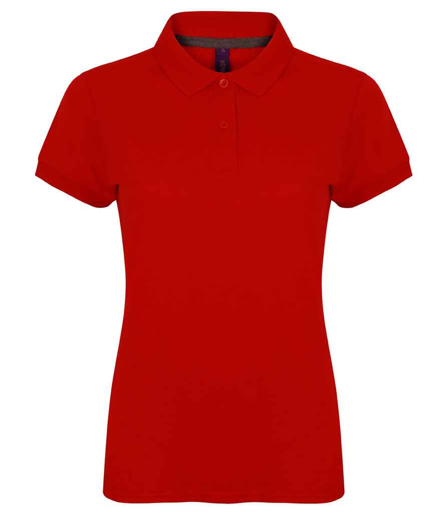 Henbury Ladies Modern Fit Cotton Pique Polo Shirt in Classic Red by Henbury — Custom branded clothing by Print Press, featuring premium embroidery produced in our specialist print lab in the UK.