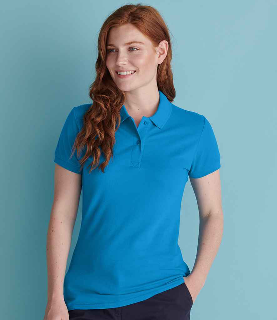 Henbury Ladies Modern Fit Cotton Pique Polo Shirt in Sapphire Blue by Henbury — Custom branded clothing by Print Press, featuring premium embroidery produced in our specialist print lab in the UK.