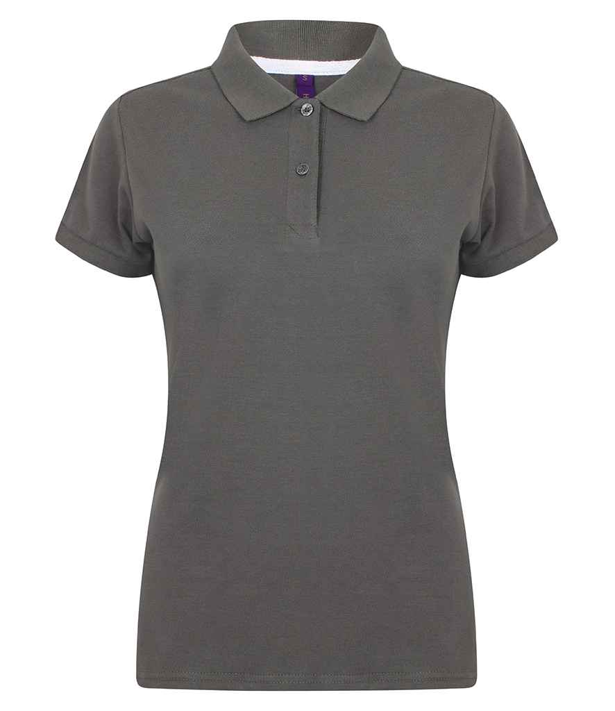 Henbury Ladies Modern Fit Cotton Pique Polo Shirt in Steel Grey by Henbury — Custom branded clothing by Print Press, featuring premium embroidery produced in our specialist print lab in the UK.