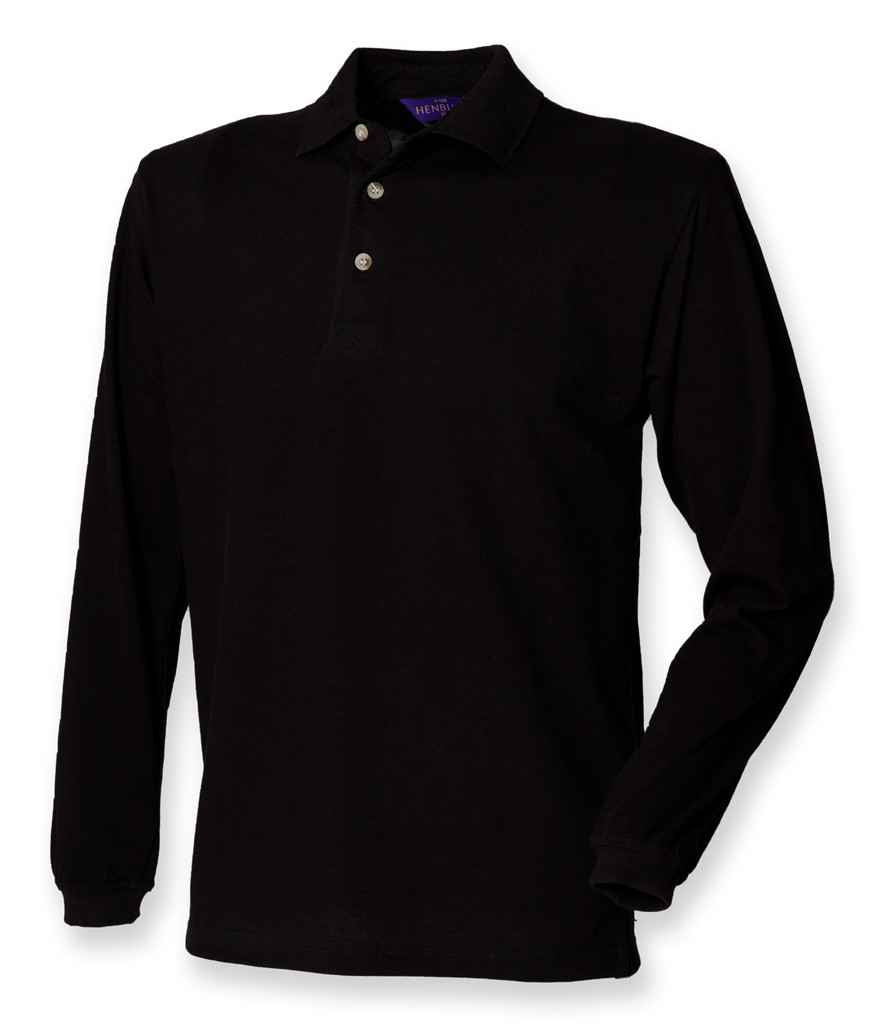 Henbury Long Sleeve Cotton Pique Polo Shirt in by Henbury — Custom branded clothing by Print Press, featuring premium embroidery produced in our specialist print lab in the UK.