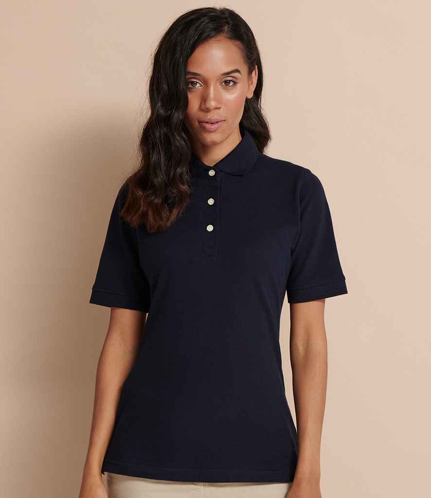 Henbury Ladies Classic Cotton Pique Polo Shirt in Black by Henbury — Custom branded clothing by Print Press, featuring premium embroidery produced in our specialist print lab in the UK.