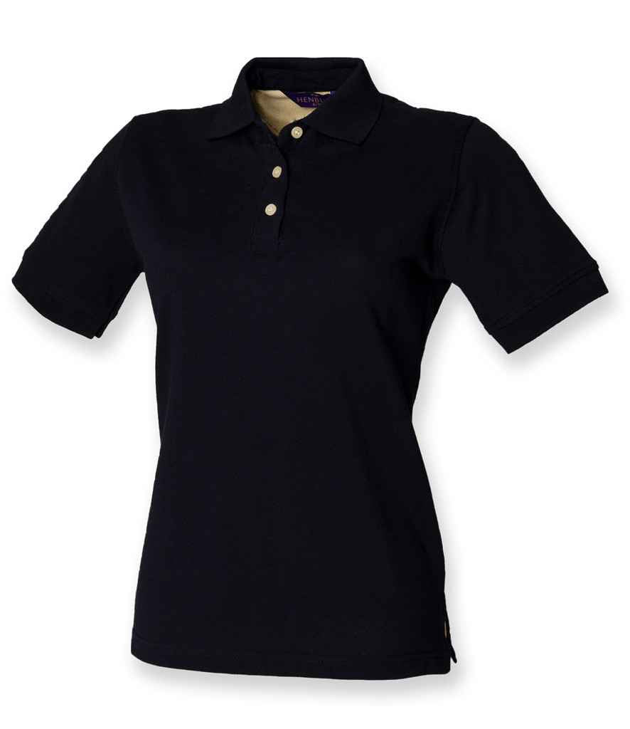 Henbury Ladies Classic Cotton Pique Polo Shirt in Navy by Henbury — Custom branded clothing by Print Press, featuring premium embroidery produced in our specialist print lab in the UK.