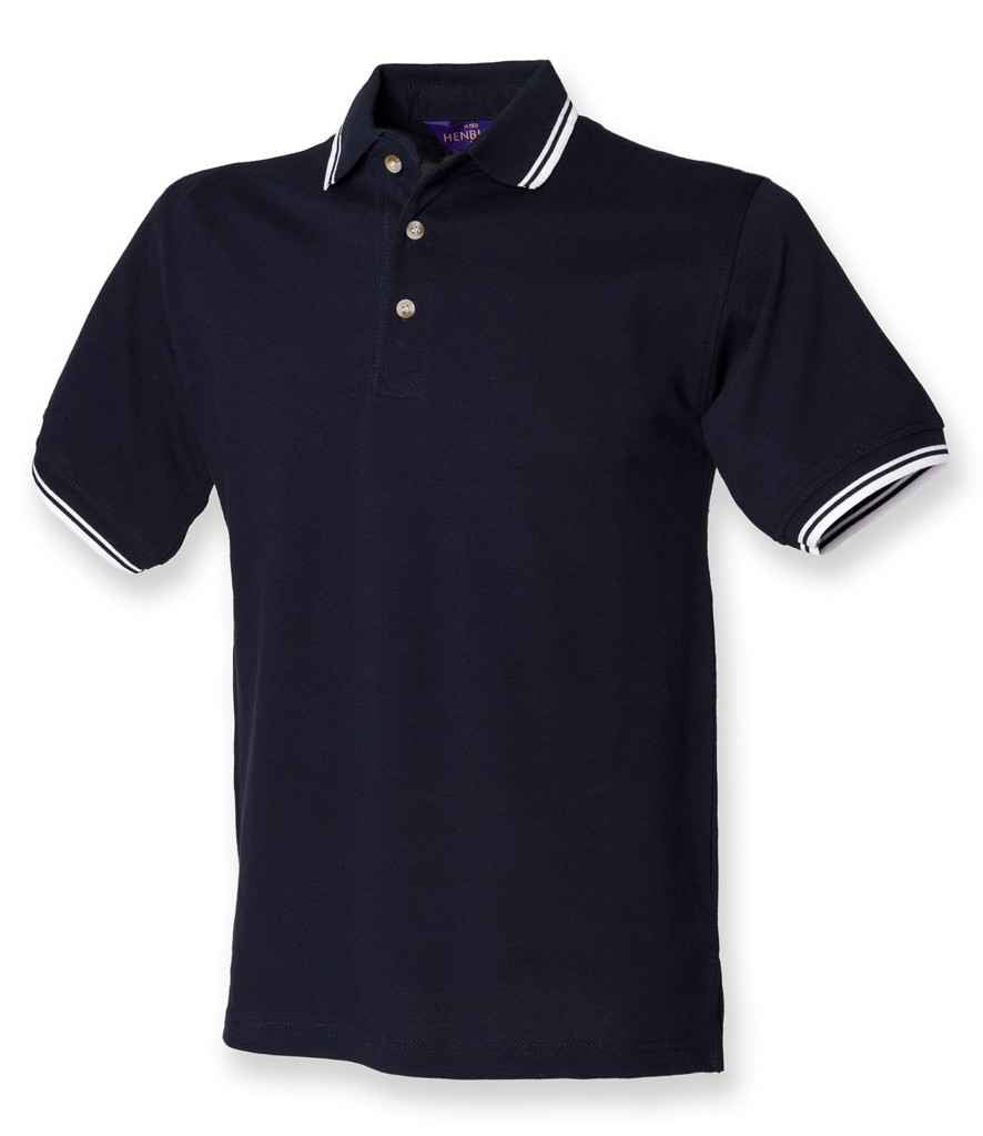 Henbury Contrast Double Tipped Cotton Piqué Polo Shirt in Navy White by Henbury — Custom branded clothing by Print Press, featuring premium embroidery produced in our specialist print lab in the UK.