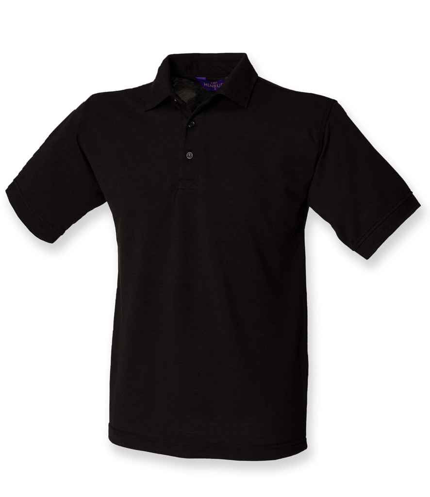 Henbury Heavy Poly/Cotton Pique Polo Shirt - (2nd Colours) in Black by Henbury — Custom branded clothing by Print Press, featuring premium embroidery produced in our specialist print lab in the UK.