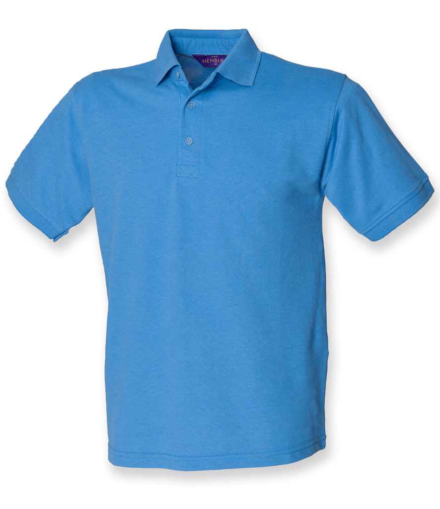 Henbury Heavy Poly/Cotton Pique Polo Shirt in Mid Blue by Henbury — Custom branded clothing by Print Press, featuring premium embroidery produced in our specialist print lab in the UK.
