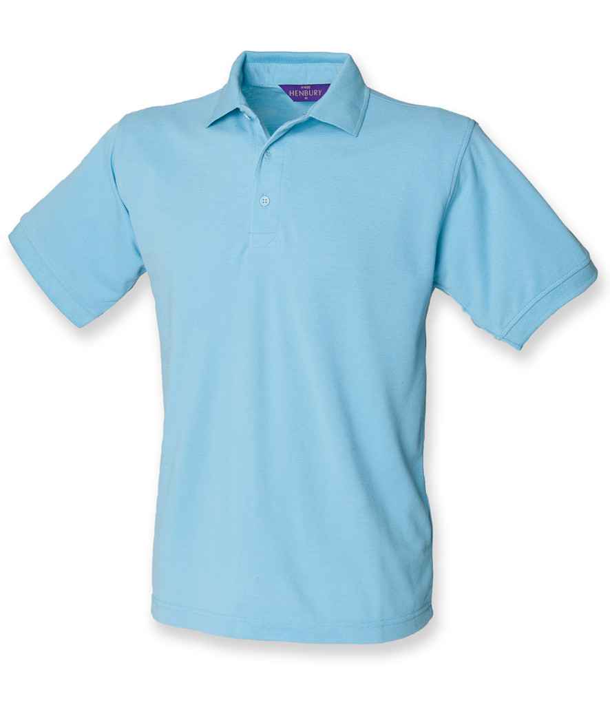 Henbury Heavy Poly/Cotton Pique Polo Shirt in Sky Blue by Henbury — Custom branded clothing by Print Press, featuring premium embroidery produced in our specialist print lab in the UK.