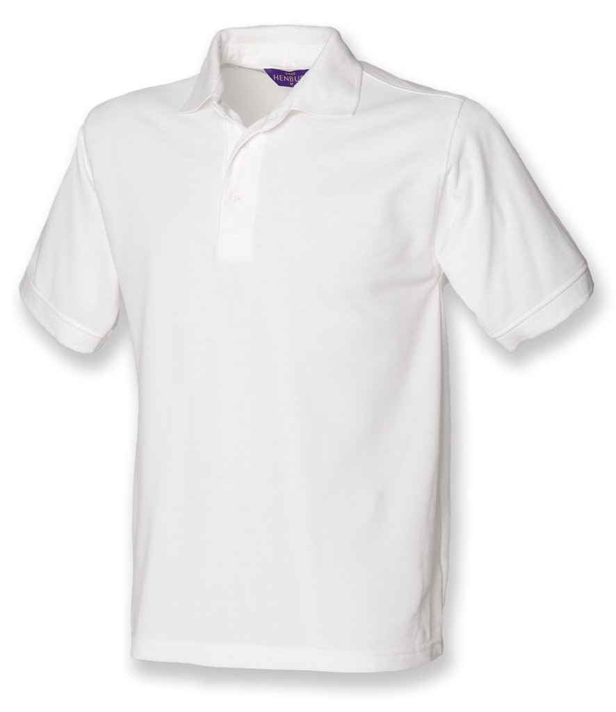 Henbury Heavy Poly/Cotton Pique Polo Shirt in White by Henbury — Custom branded clothing by Print Press, featuring premium embroidery produced in our specialist print lab in the UK.