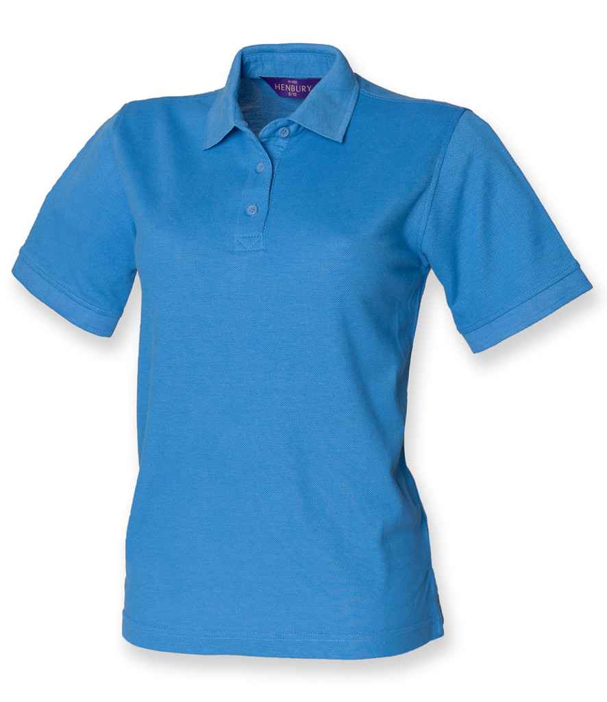 Henbury Ladies Poly/Cotton Pique Polo Shirt in Mid Blue by Henbury — Custom branded clothing by Print Press, featuring premium embroidery produced in our specialist print lab in the UK.