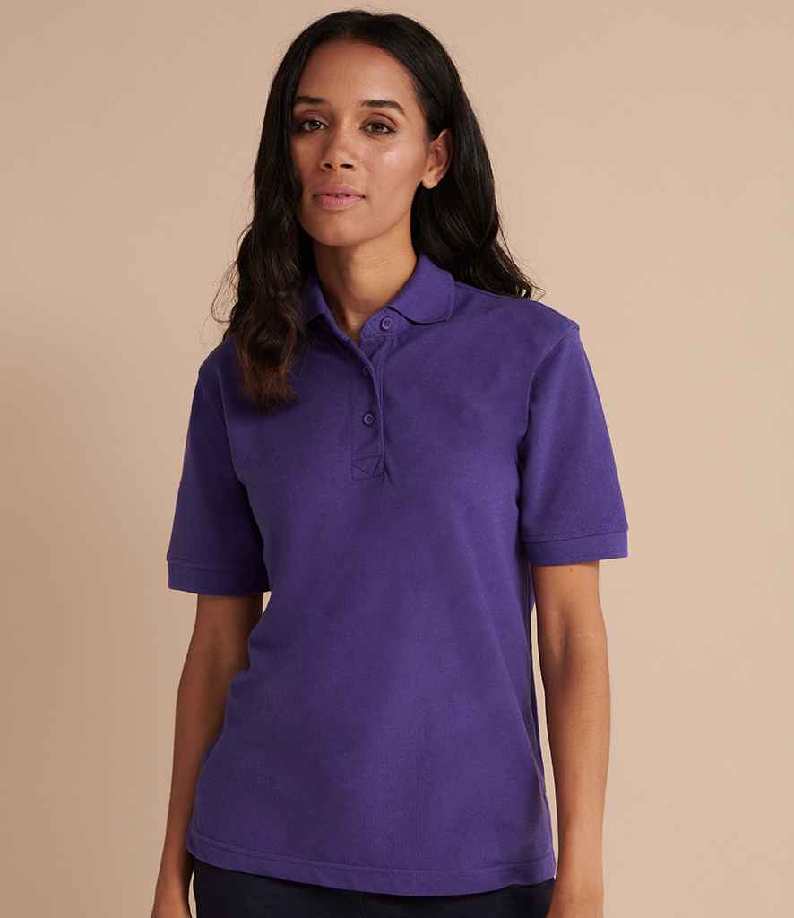 Henbury Ladies Poly/Cotton Pique Polo Shirt in Purple by Henbury — Custom branded clothing by Print Press, featuring premium embroidery produced in our specialist print lab in the UK.