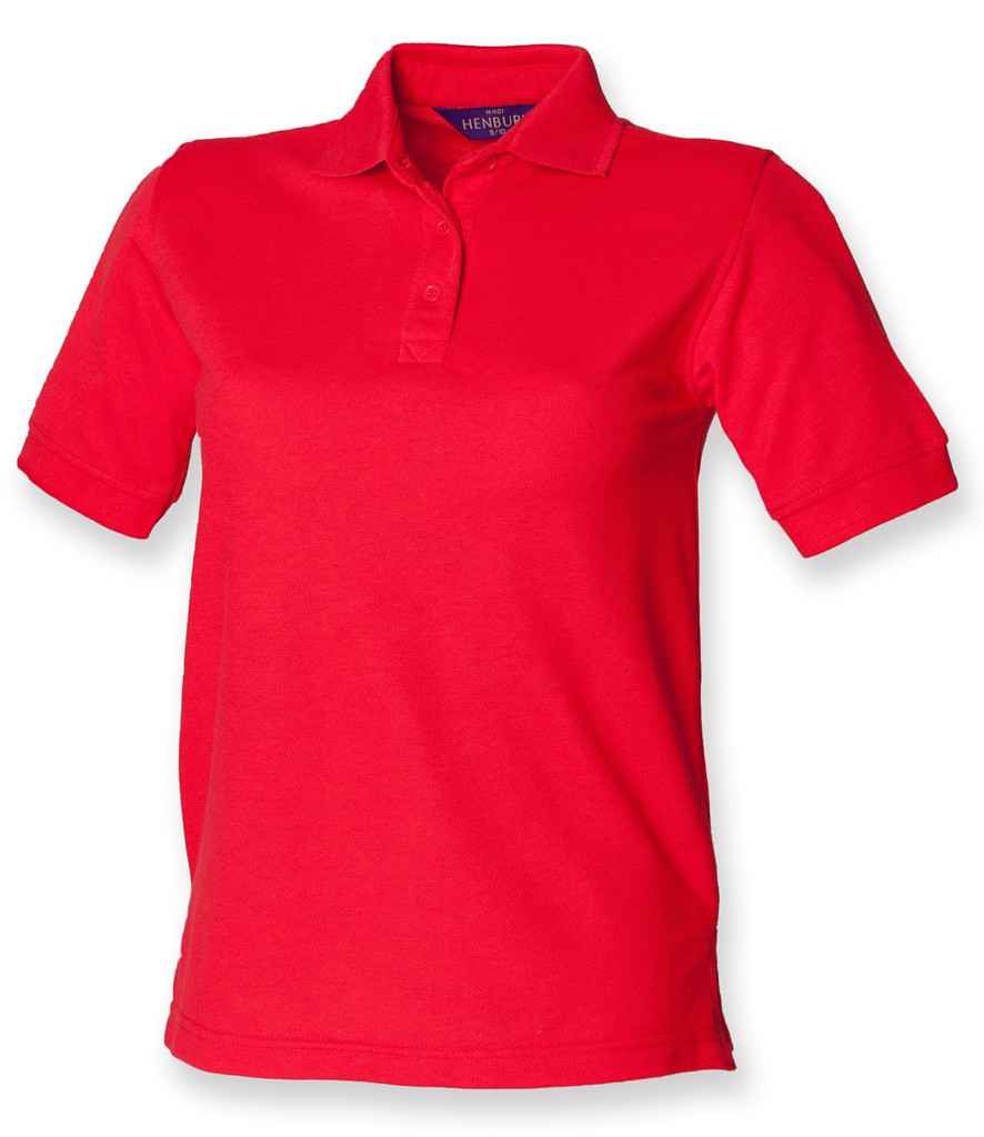 Henbury Ladies Poly/Cotton Pique Polo Shirt in Red by Henbury — Custom branded clothing by Print Press, featuring premium embroidery produced in our specialist print lab in the UK.