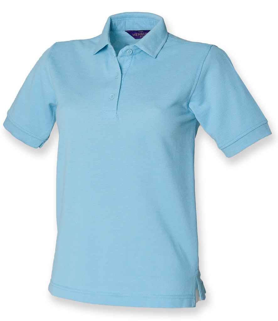Henbury Ladies Poly/Cotton Pique Polo Shirt in Sky Blue by Henbury — Custom branded clothing by Print Press, featuring premium embroidery produced in our specialist print lab in the UK.