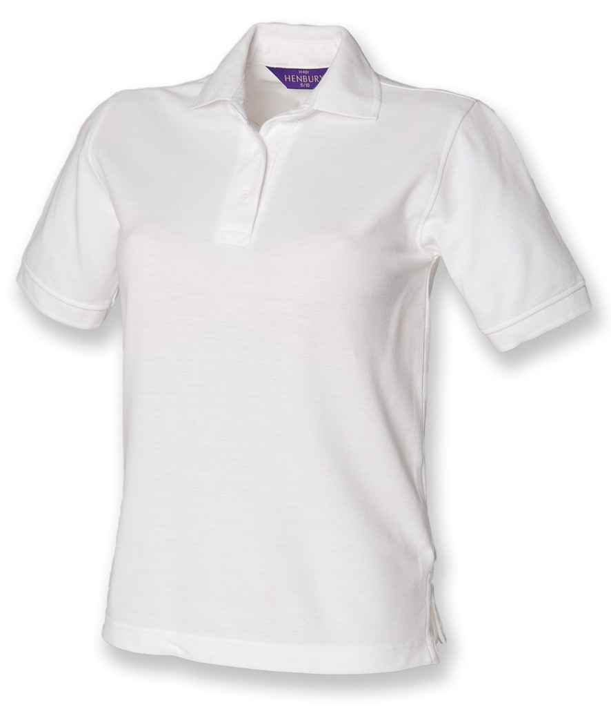Henbury Ladies Poly/Cotton Pique Polo Shirt in White by Henbury — Custom branded clothing by Print Press, featuring premium embroidery produced in our specialist print lab in the UK.