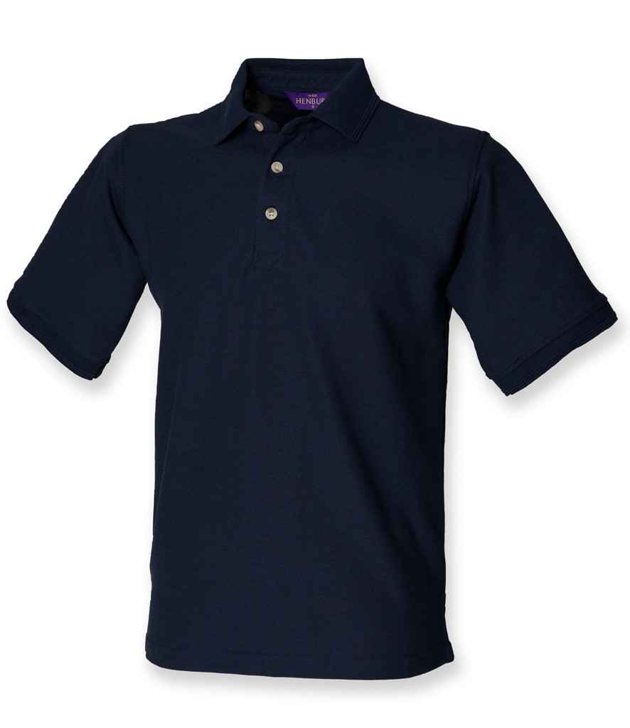 Henbury Ultimate Poly/Cotton Pique Polo Shirt in Navy by Henbury — Custom branded clothing by Print Press, featuring premium embroidery produced in our specialist print lab in the UK.