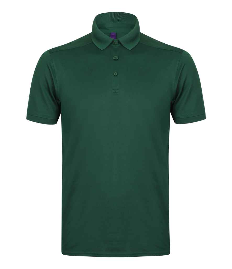 Henbury Slim Fit Stretch Microfine Pique Polo Shirt in Bottle Green by Henbury — Custom branded clothing by Print Press, featuring premium embroidery produced in our specialist print lab in the UK.