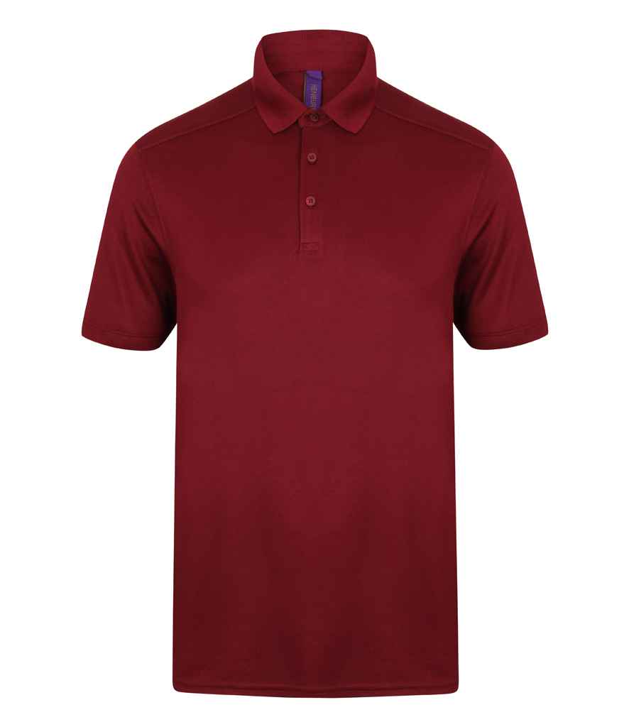 Henbury Slim Fit Stretch Microfine Pique Polo Shirt in Burgundy by Henbury — Custom branded clothing by Print Press, featuring premium embroidery produced in our specialist print lab in the UK.