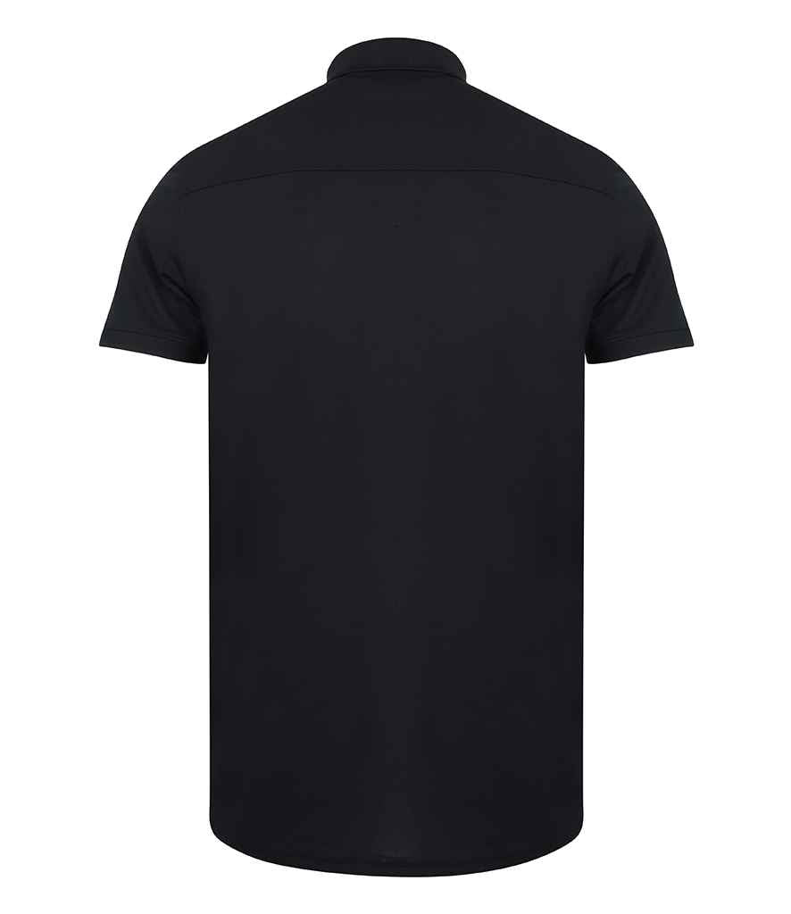 Henbury Slim Fit Stretch Microfine Pique Polo Shirt in by Henbury — Custom branded clothing by Print Press, featuring premium embroidery produced in our specialist print lab in the UK.