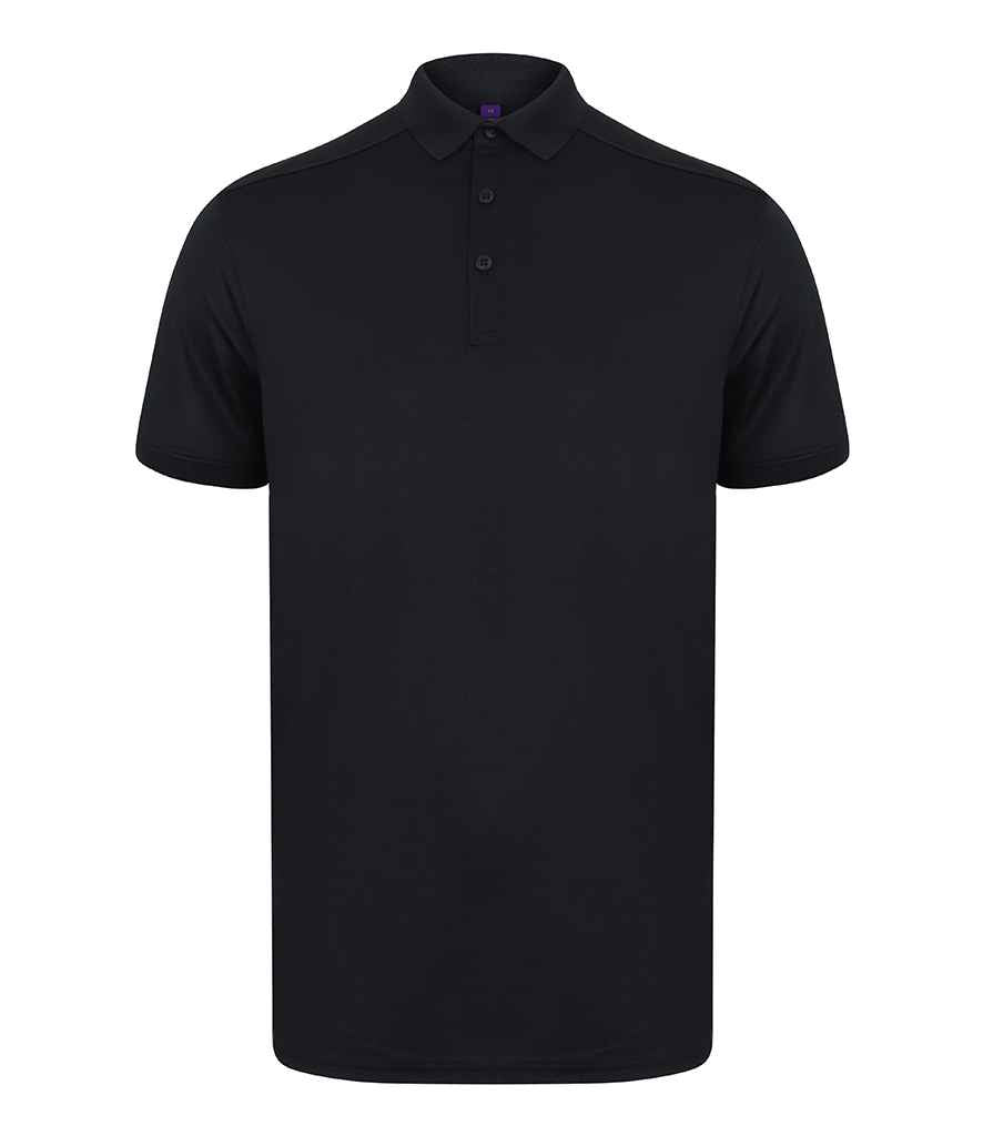 Henbury Slim Fit Stretch Microfine Pique Polo Shirt in Navy by Henbury — Custom branded clothing by Print Press, featuring premium embroidery produced in our specialist print lab in the UK.
