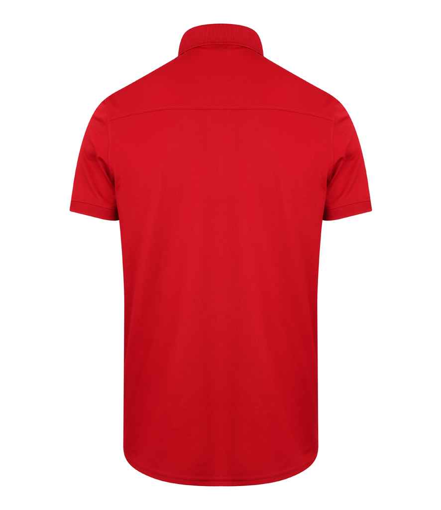 Henbury Slim Fit Stretch Microfine Pique Polo Shirt in by Henbury — Custom branded clothing by Print Press, featuring premium embroidery produced in our specialist print lab in the UK.
