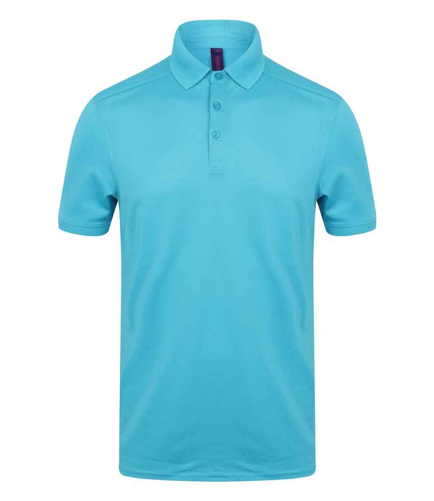 Henbury Slim Fit Stretch Microfine Pique Polo Shirt in Turquoise Blue by Henbury — Custom branded clothing by Print Press, featuring premium embroidery produced in our specialist print lab in the UK.