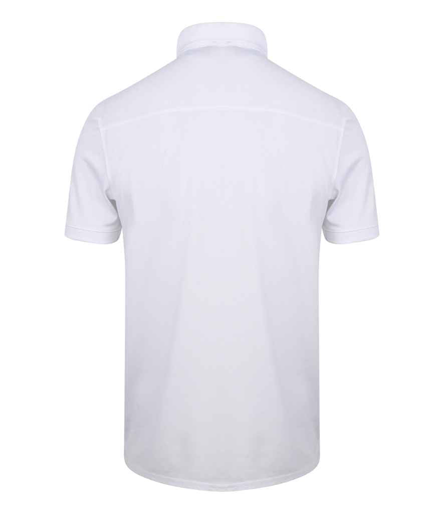 Henbury Slim Fit Stretch Microfine Pique Polo Shirt in by Henbury — Custom branded clothing by Print Press, featuring premium embroidery produced in our specialist print lab in the UK.