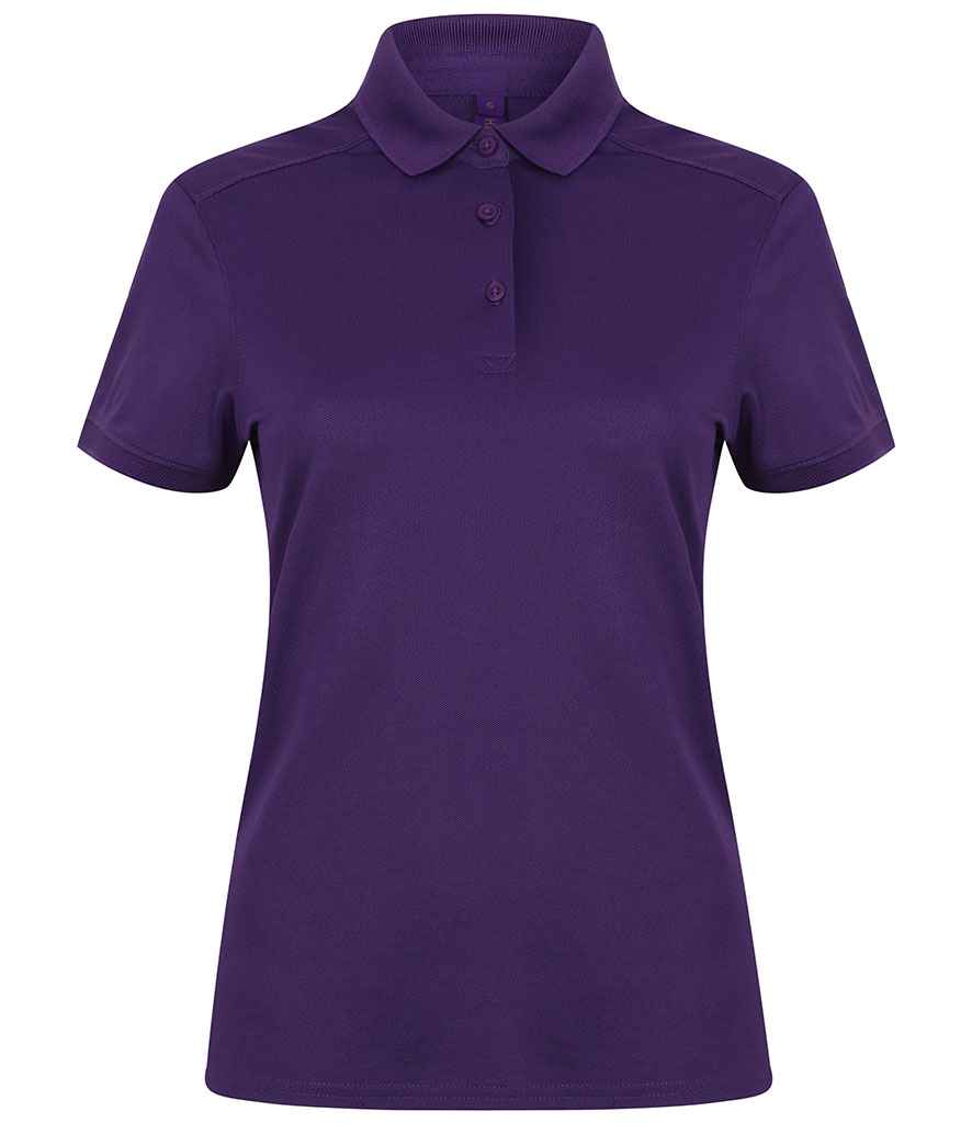 Henbury Ladies Slim Fit Stretch Microfine Pique Polo Shirt in Bright Purple by Henbury — Custom branded clothing by Print Press, featuring premium embroidery produced in our specialist print lab in the UK.