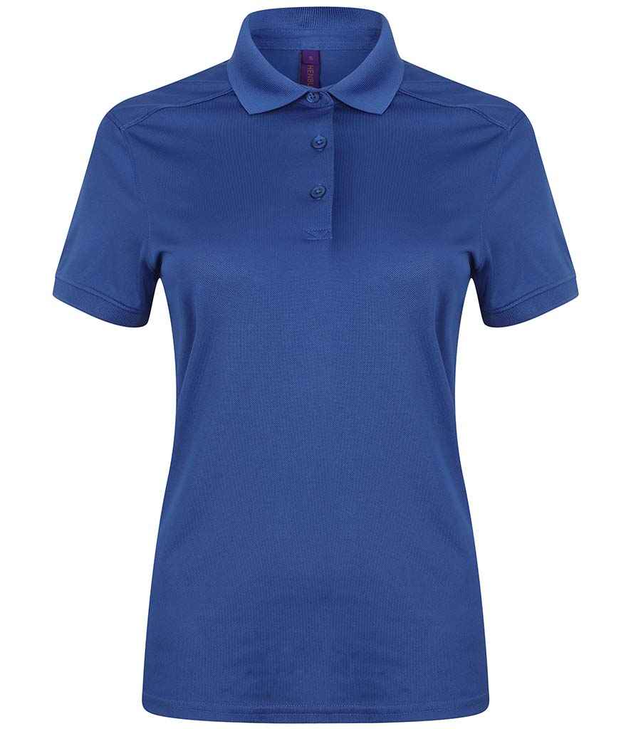 Henbury Ladies Slim Fit Stretch Microfine Pique Polo Shirt in Royal Blue by Henbury — Custom branded clothing by Print Press, featuring premium embroidery produced in our specialist print lab in the UK.